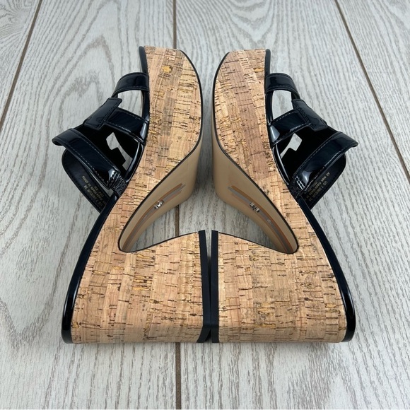 Sam Edelman Women's Dev Chunky Cork Platform Sandals 7.5 Black Patent $150 - Picture 5 of 10